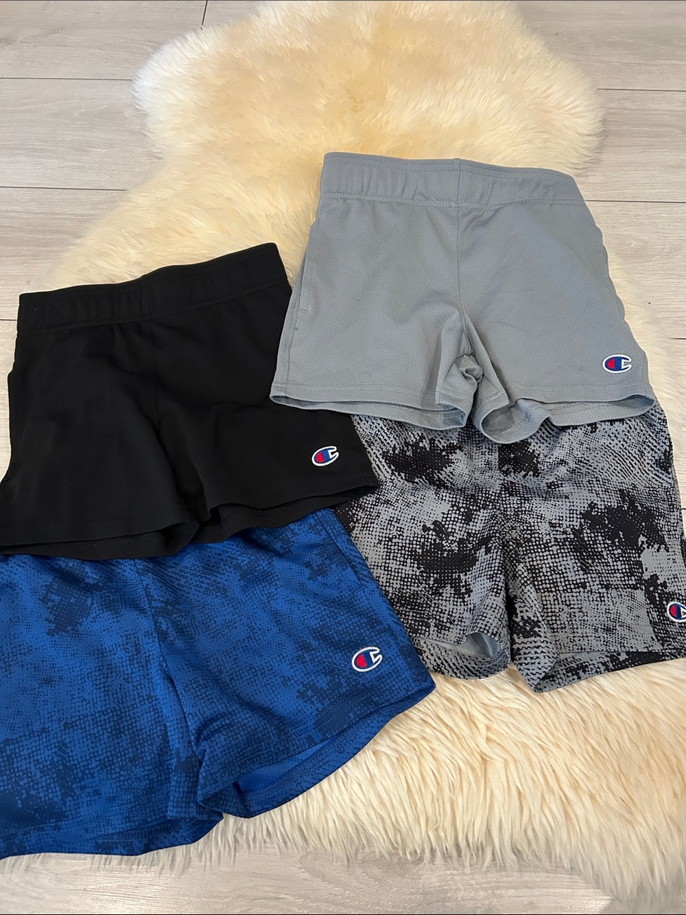 Champion Kids 4-Pack Athletic Shorts - Black, Blue, Gray Tie-Dye, Gray